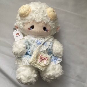 Cute Plush Sheep Toy with Blue Accents